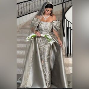 Elegant Silver Embellished Gown